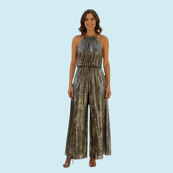 Vince Camuto Jumpsuit Size XS Silver Keyhole Back Adjustable Choker Party NWT - Picture 1 of 14
